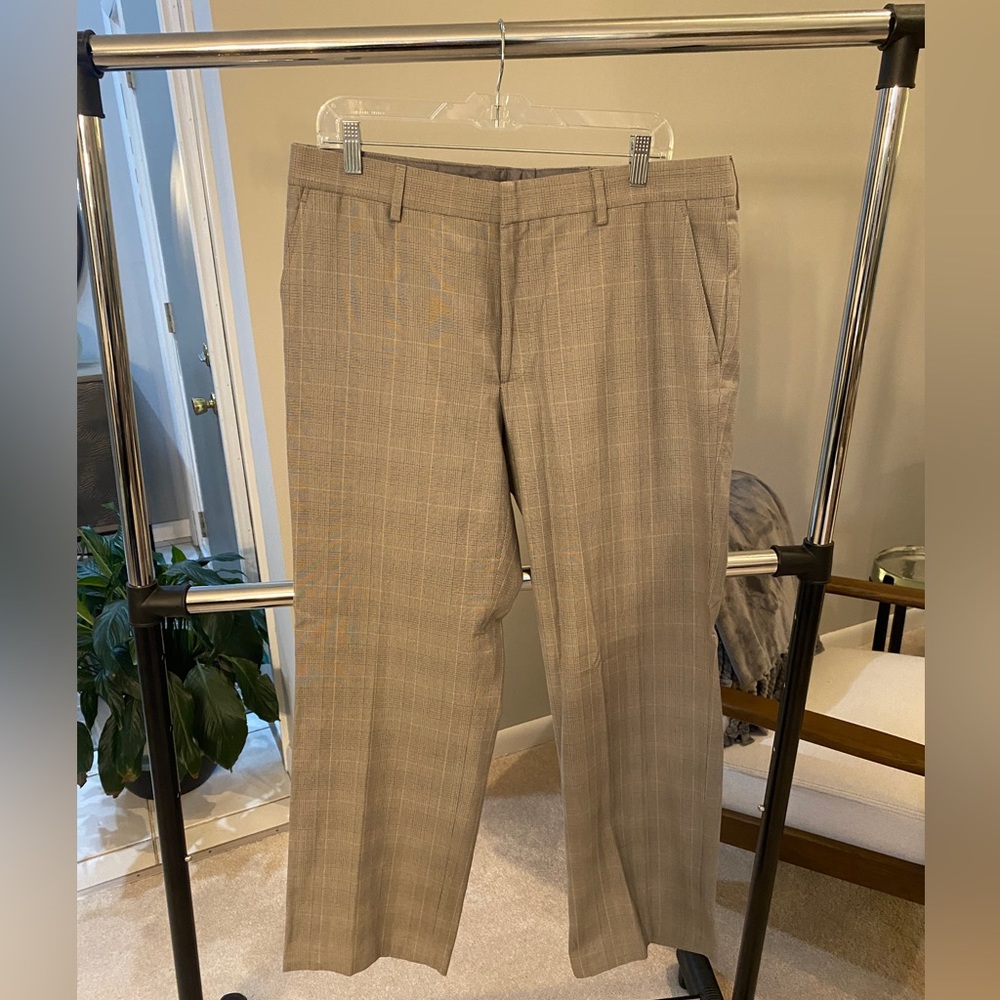 Mens Express Grey Plaid Dress Pants 34x30